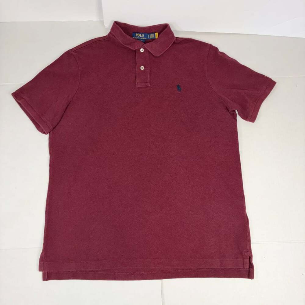 Polo Ralph Lauren Men's Classic Fit Burgundy Cotton Mesh Polo Shirt Size L